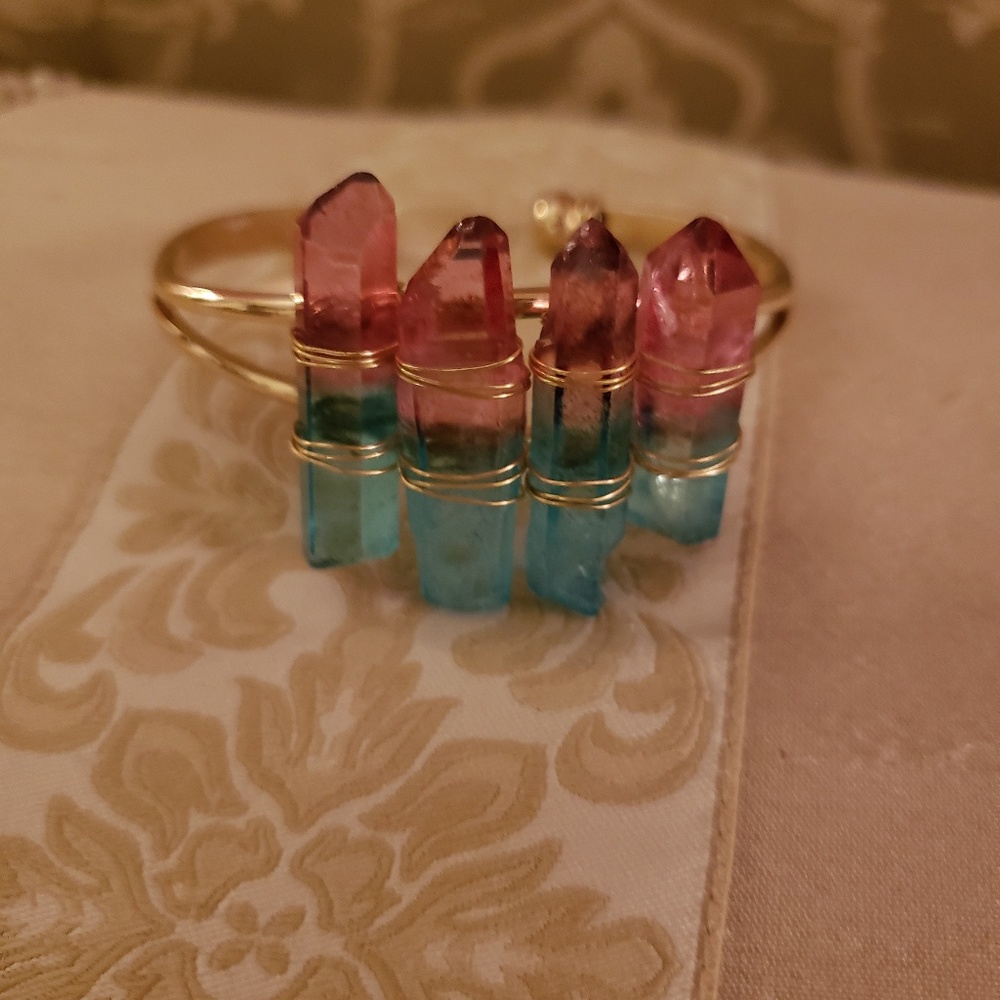 Quartz crystal cuff bracelet